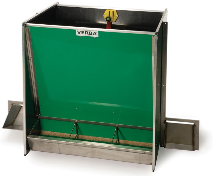 SM3100D KR met 2x1 duodrinker voor vleesvarkens Droogvoerbak met duo drinkers voor vleesvarkens