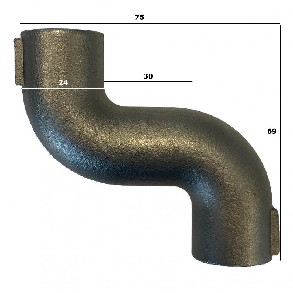 RVS S-bocht met maatvoering RVS S-bocht 1/2" met maten